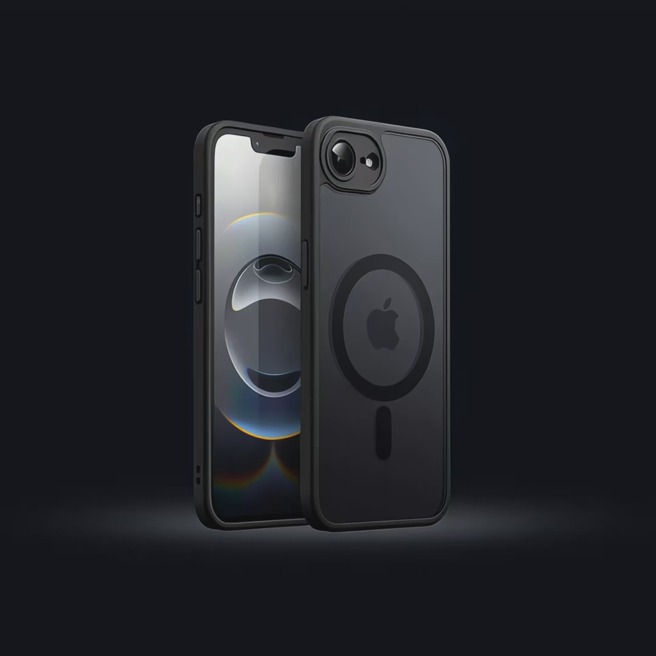 Vue cinématique d'une coque de protection en silicone mat pour iPhone
