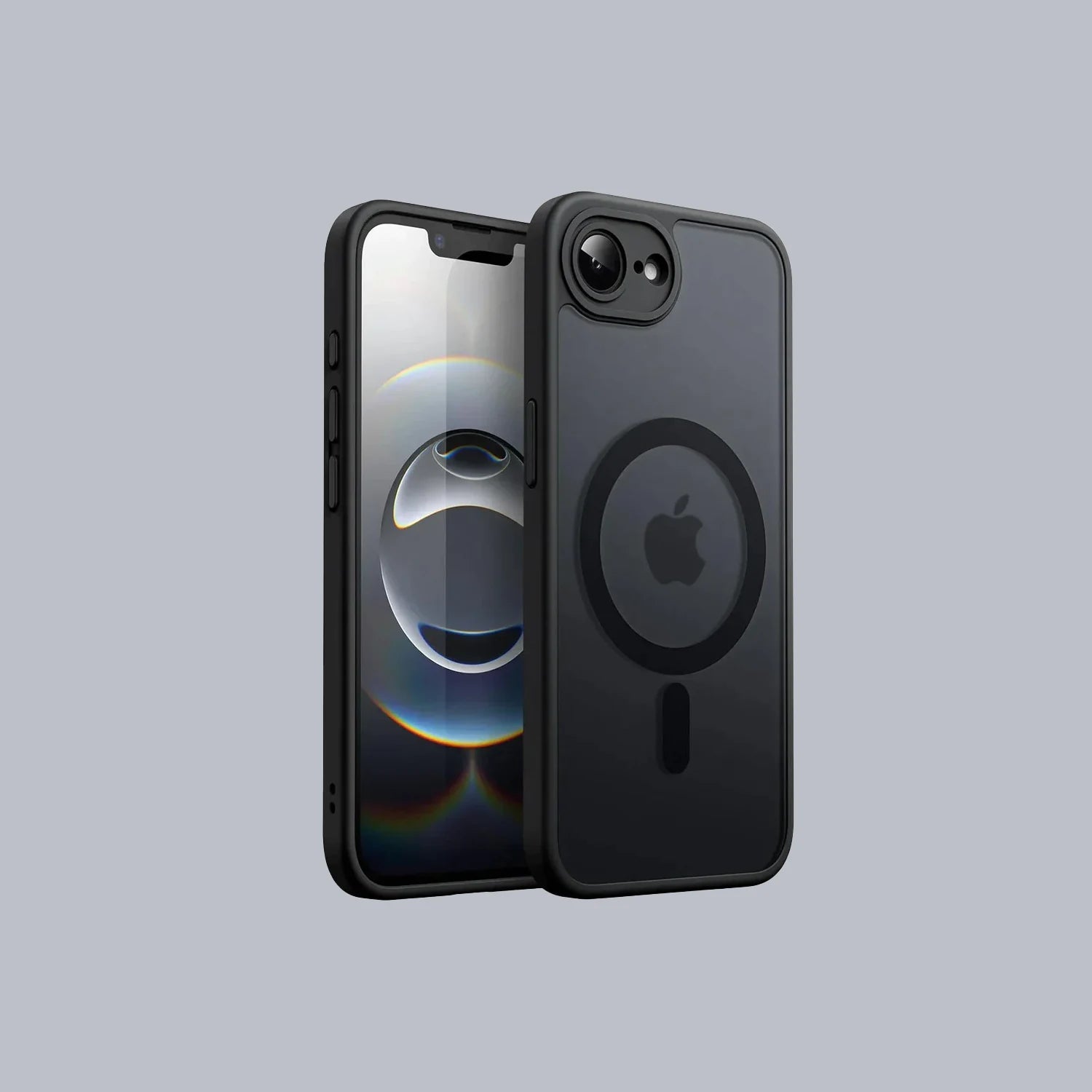 Coque de protection en silicone noir mat pour iPhone compatible Magsafe