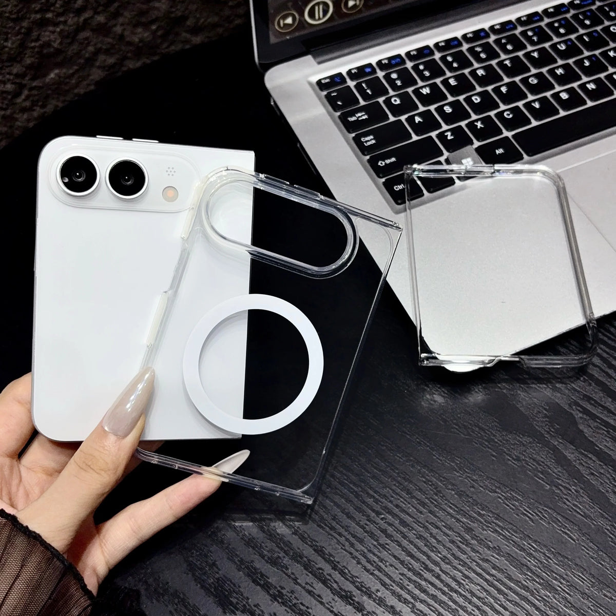 Coque Apple Duo 18 Fold Magnetic Transparent Wireless MagSafe